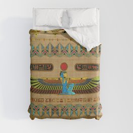 Egyptian Goddess Isis Ornament on papyrus Duvet Cover