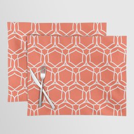 Tangerine and White Overlapping Shape Tile Pattern 2 - DE 2022 Trending Color Often Orange DE5132 Placemat