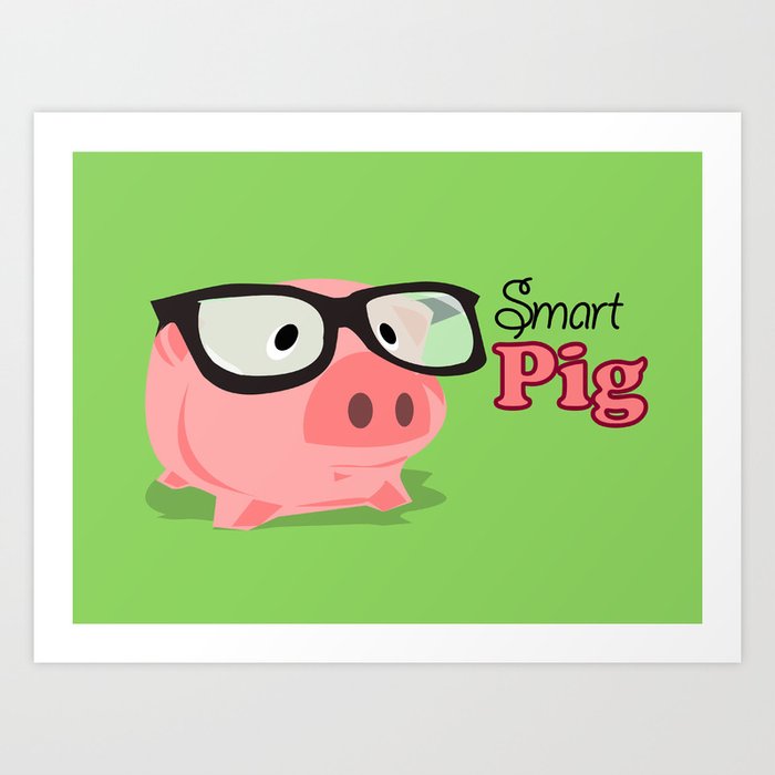 Smart Pig Art Print