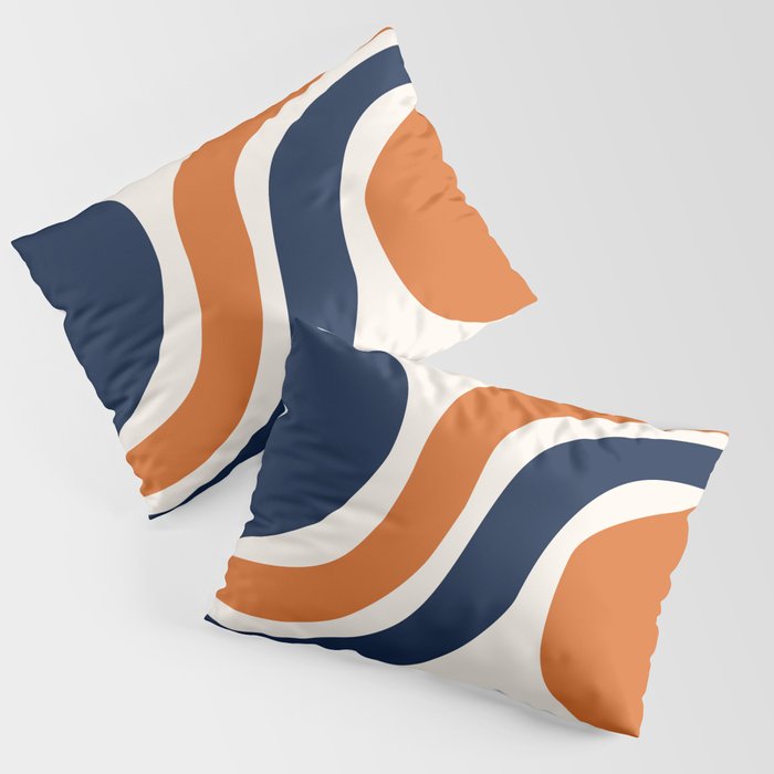 Abstract Shapes 66 in Vintage Orange and Navy Blue Pillow Sham