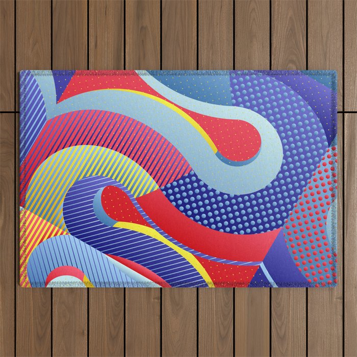 Abstract colorful geometric design. Vintage illustration.  Outdoor Rug