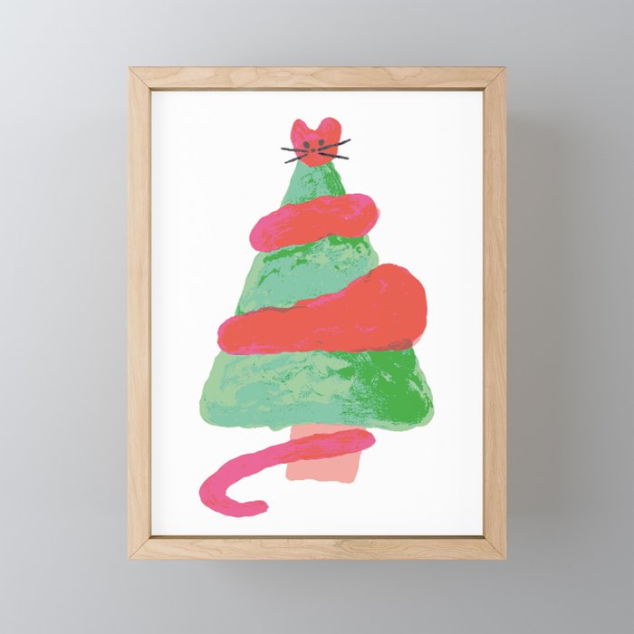 Christmas Cat Tree Framed Mini Art Print