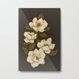 Magnolias Metal Print | Curated, Painting, Other, Botanical, Floral, Vintage, Print, Magnolias, Magnolia, Illustration 