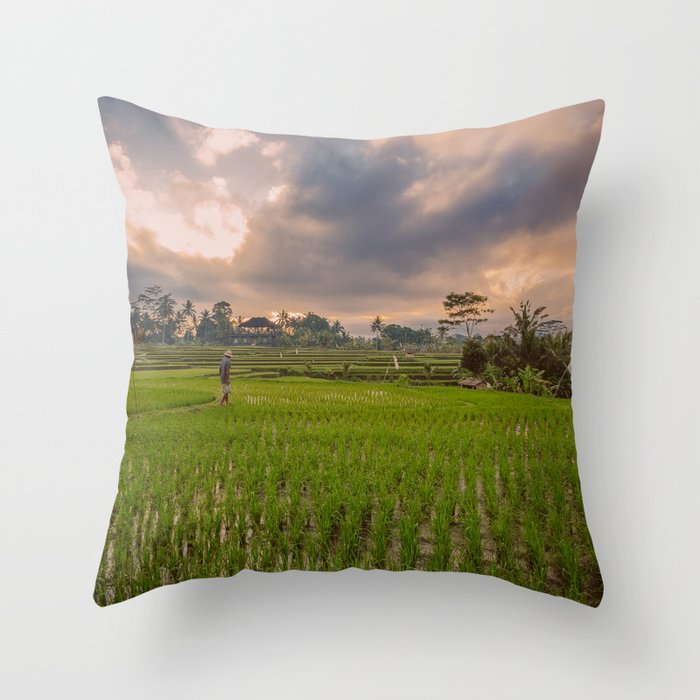 Bali rice field Throw Pillow