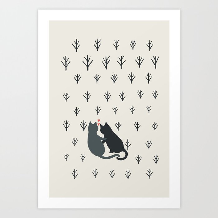 Hidden cat 58 love forest Art Print