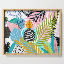 abstract palm leaves Serving Tray