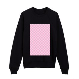 Pink Lace Pink and Cotton Candy Pink Checkerboard Kids Crewneck