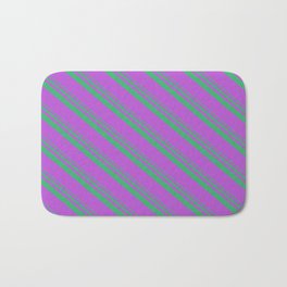 [ Thumbnail: Sea Green and Orchid Colored Lines Pattern Bath Mat ]