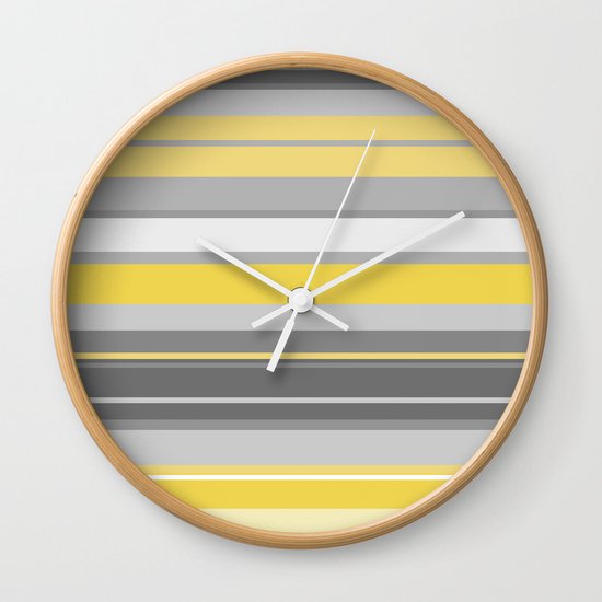 yellow and grey horizontal Wall Clock by Ryan Simpson 