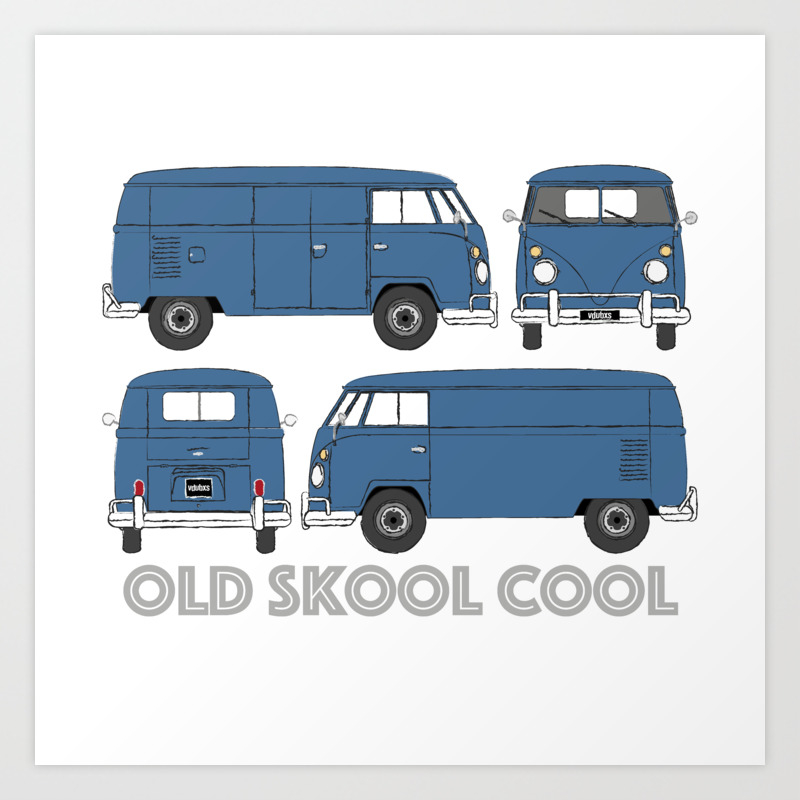 Old Skool Cool Vintage Commercial Panel Van In Dove Blue Art Print
