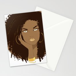 Zodiac: Illustration of Leo zodiac sign as a beautiful afro girl. Stationery Cards