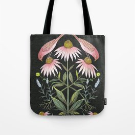 Echinacea and Finches Tote Bag