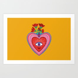 Mexican heart in yellow Art Print