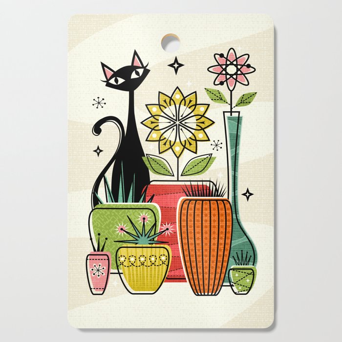 Plants, Pots, and a Pussycat ©studioxtine Cutting Board