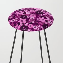 Pink Monochrome Floral Counter Stool