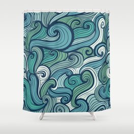Intertwined Waves Shower Curtain