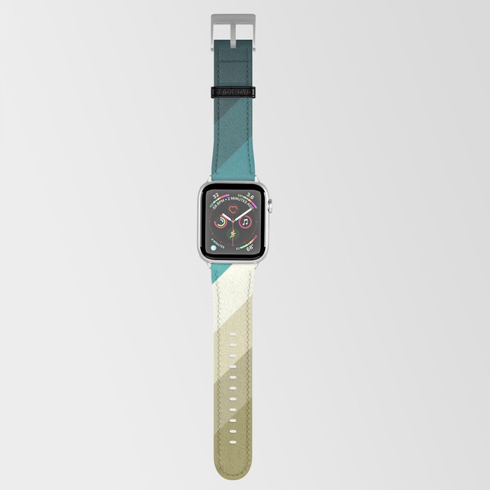 Green and blue retro diagonal stripes Apple Watch Band