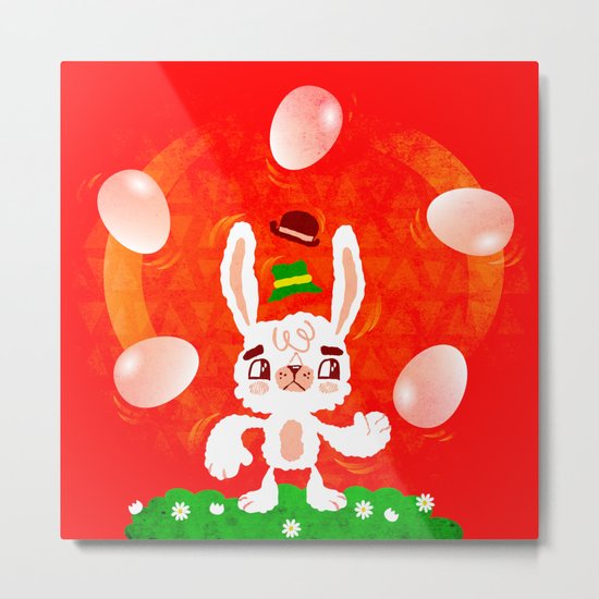 Juggling Rabbit Metal Print