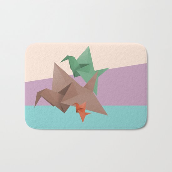 PAPER CRANES (Origami abstract birds animals nature) Bath Mat