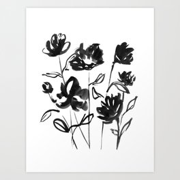 Black and White Flowers Art Print