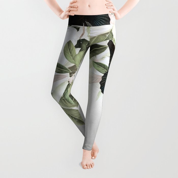 Woman With Flowers and Butterflies 3 Leggings