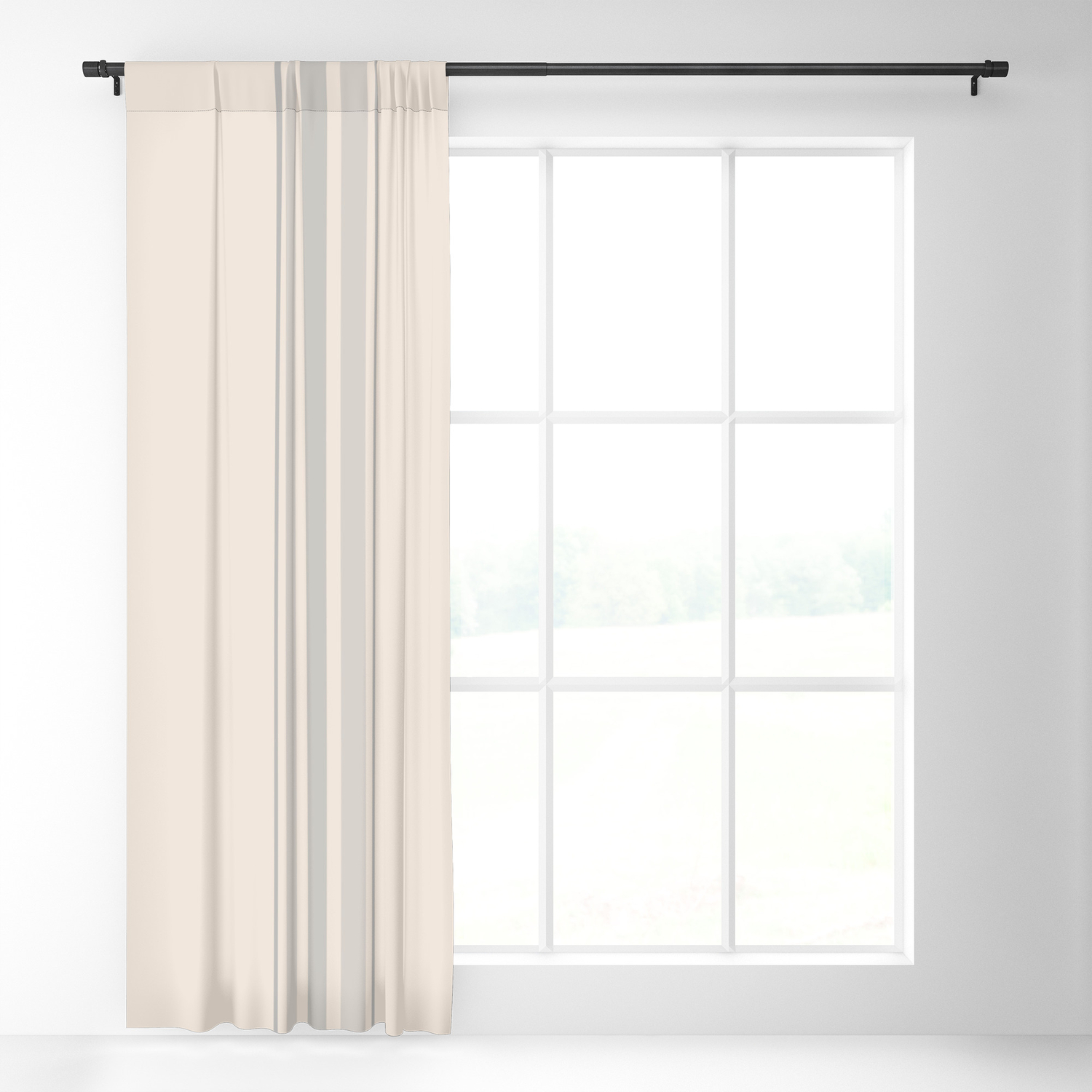 Simple Farmhouse Stripes In Gray On Beige Blackout Curtain By
