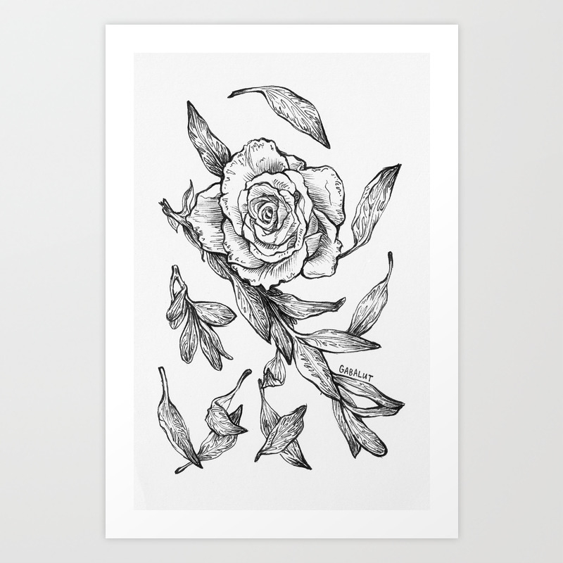 Roses 3 Art Print By Gabalut Society6,Beginner Deer Drawing For Kids