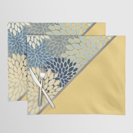Modern, Floral Prints, with Block Color, Yellow and Blue Placemat