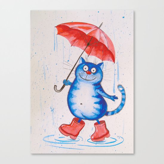 Cat in the rain Canvas Print
