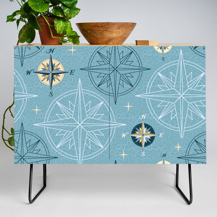 Travel by Compass - Nautical Blue Credenza