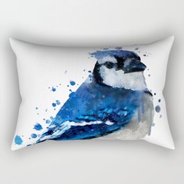 Watercolor blue jay bird Rectangular Pillow