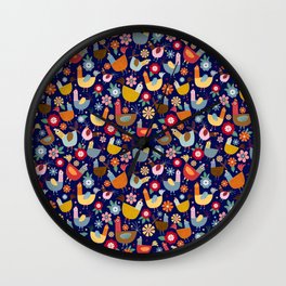 Colorful Chickens Wall Clock