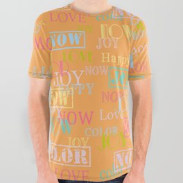 Enjoy The Colors - Colorful modern abstract typography pattern on apricot-orange color background All Over Graphic Tee