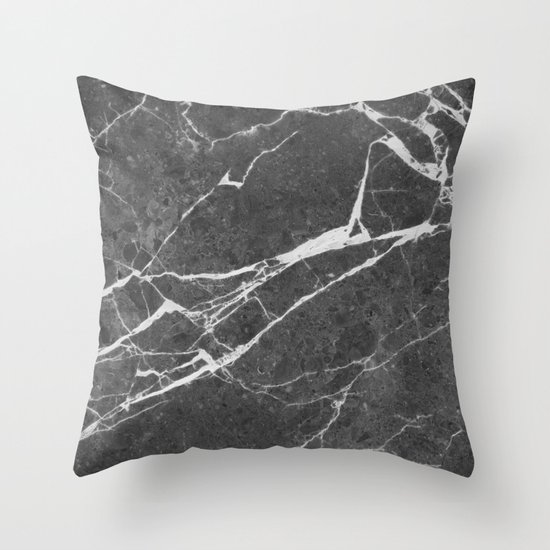 Matte black marble Throw Pillow by Santo Sagese Society6