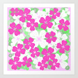 70’s Palm Springs Desert Flowers Hot Pink  Art Print