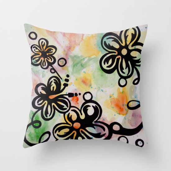 tropical flowers Throw Pillow