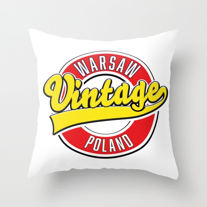 Warsaw Poland vintage style logo Throw Pillow