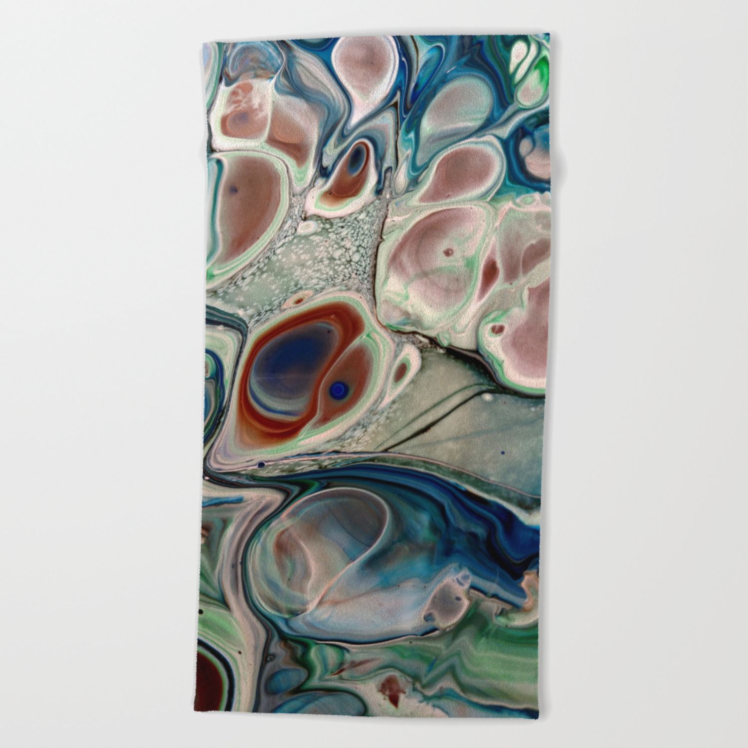Fluid Acrylic Painting Cells Colorful And Unique Beach Towel