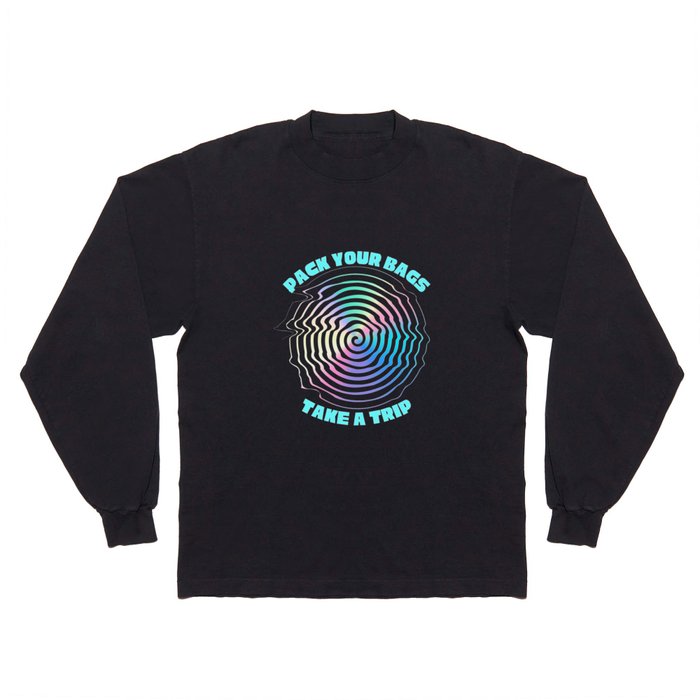 Pack your bags, take a trip - Holographic Trippy Warp Long Sleeve T Shirt