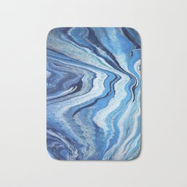 Blue Geode Sparkle: Acrylic Pour Painting Bath Mat | Nature, Ocean, Cells, Acrlyicpour, Abstract, Geode, Glitter, Geometric, Metallic, Riverbed 