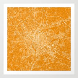 France, Lyon - Sunny City Map Art Print