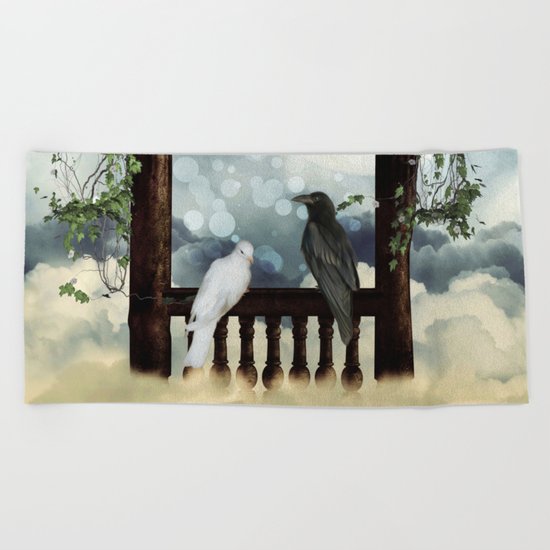The crow and the dove Beach Towel