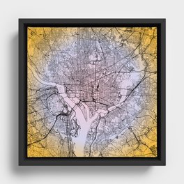Washington DC - Gradient City Map Framed Canvas