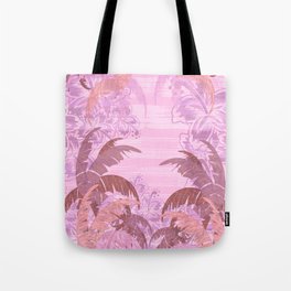 Polynesian Palm Trees And Hibiscus Sunset Abstract Tote Bag