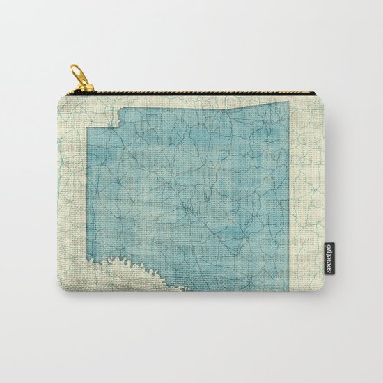 Arkansas State Map Blue Vintage Carry-All Pouch