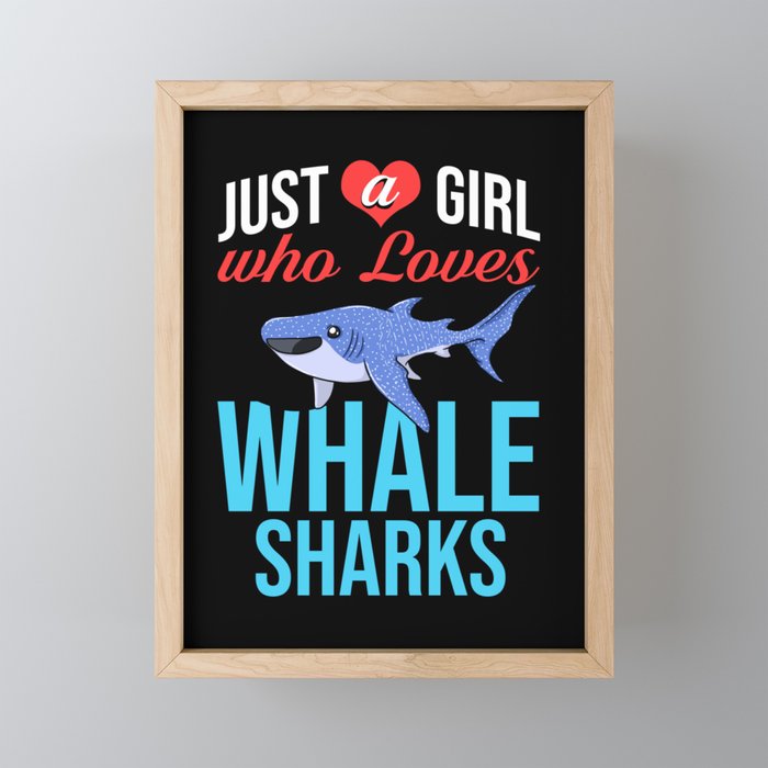 Whale Shark Tooth Mexico Cute Funny Framed Mini Art Print