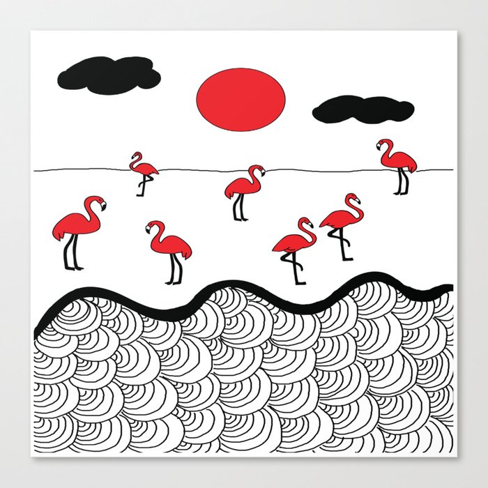 Red flamingos Canvas Print