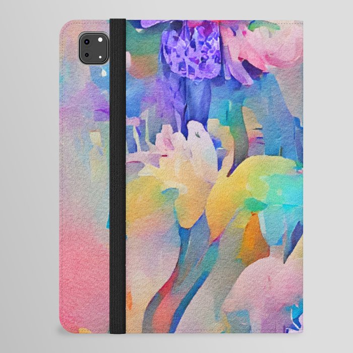 Pastel Color Flowers Watercolor Abstract Painting #3 iPad Folio Case