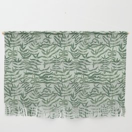 Ash - Green ash leaves on a green background Wall Hanging
