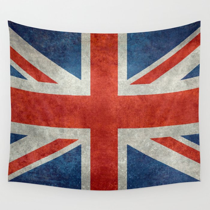 UK flag, bright retro grungy style Wall Tapestry